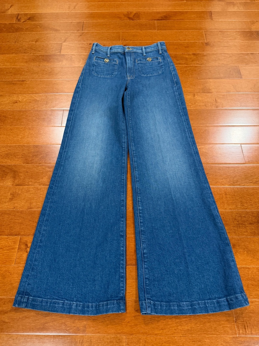 MOTHER Whisk Me Away Wash The Stashed Hustler Roller Sneak Wide Leg Jeans Sz. 25 - Picture 2 of 7